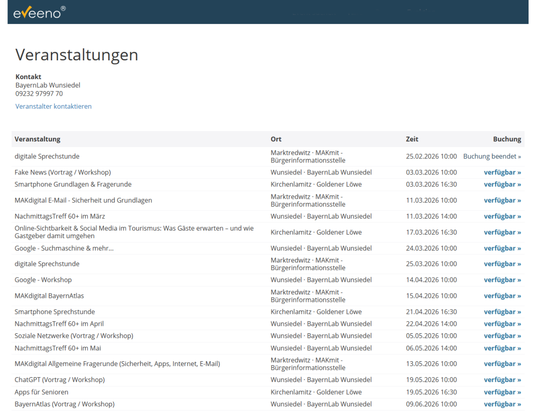Grafik die alle BayernLab Veranstaltungen im Online-Portal zeigt